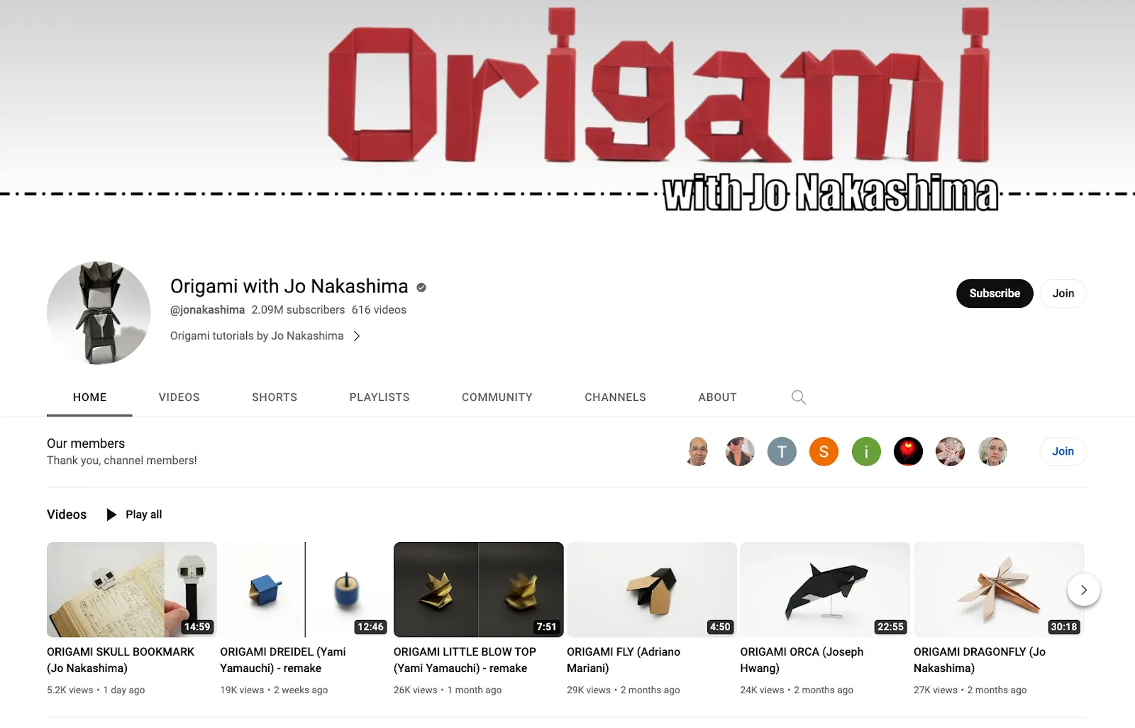 Origami with Jo Nakashima Youtube Channel